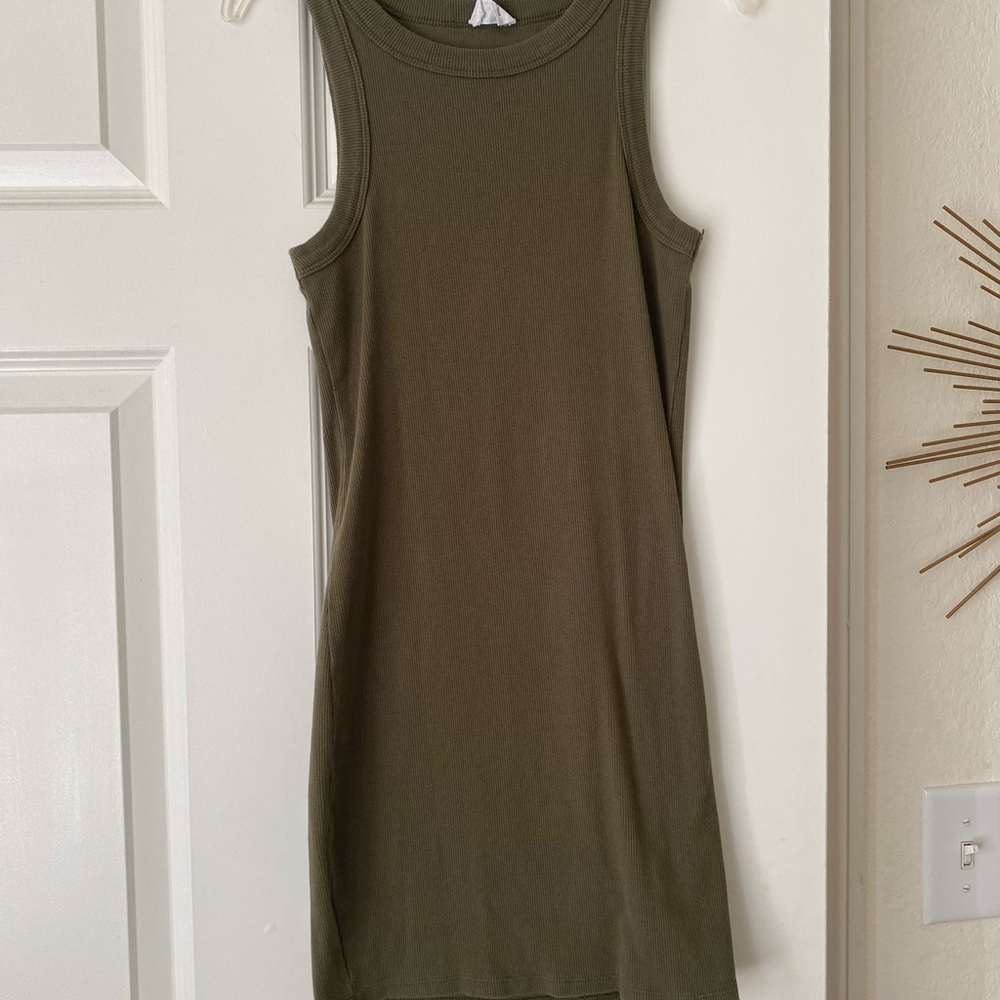 Cotton On Green Ribbed Halter Sheath Dress